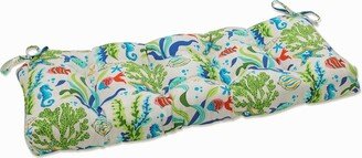 Pillow Perfect Outdoor Coral Bay Blue Blown Bench Cushion