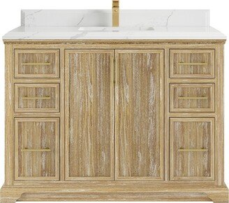 Willow Collections 48 x 22 Alys Solid Teak Wood Single Sink Bathroom Vanity with Quartz or Marble Countertop