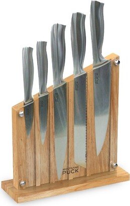 6-Piece Stainless Steel Knife Set with Knife Block; Carbon Stainless Steel Blades and Ergonomic Handles