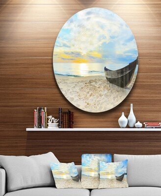 Designart 'Calm Beach Panorama' Photography Circle Metal Wall Art - 23 x 23