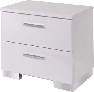 2-Drawer White Nightstand With Chrome Legs