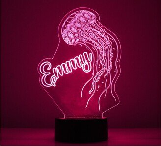 Light Up Jellyfish, Custom Engraved Night Light, Personalized Free, 16 Color Options With Remote Control, Jellyfish Desk Lamp, Best Gift