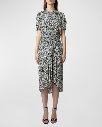 Rima Crepe Floral-Print Shirtdress