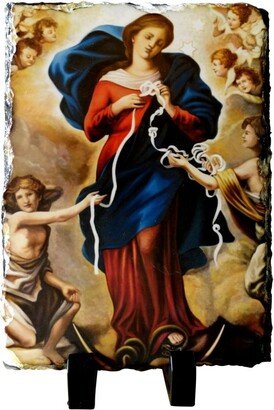 Our Lady Undoer Untier Of Knots - Maria Desatanudos Altar Shrines Temples Slate Stone Plaque Includes A Free Prayer Card