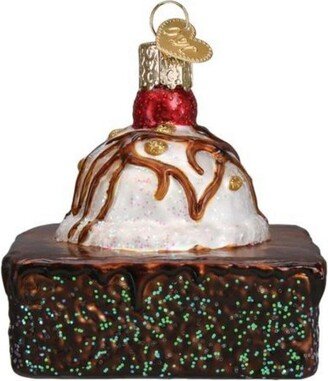 Brownie A La Mode - One Ornament 3.0 Inches - Chocolate Treat Ornament - 32512 - Glass - Brown