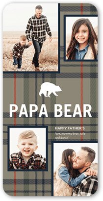 Father's Day Cards: Papa Bear Plaid Father's Day Card, Blue, 4X8, Signature Smooth Cardstock, Rounded