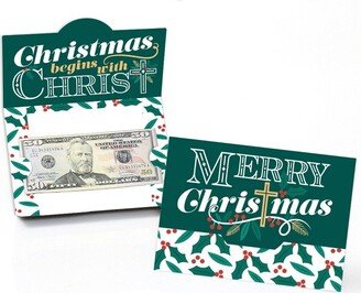 Big Dot of Happiness Religious Christmas - Merry Christmas Cross Money and Gift Card Holders - Set of 8