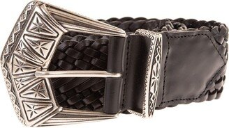 Engraved Buckle Woven Belt