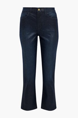 Le High Straight cropped coated high-rise slim-leg jeans