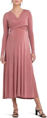 Portia Twist Front Long Sleeve Maternity/Nursing Dress