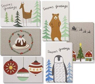 Sustainable Greetings 36-Pack Merry Christmas Greeting Cards and Envelopes, Cute Animals Designs (4 x 6 In)