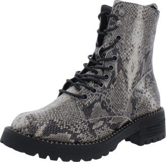 Very G Conquest Womens Faux Leather Ankle Combat & Lace-up Boots