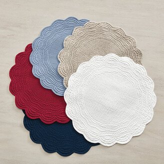 Set of 4 Marseille Linen Round Quilted Placemats Navy