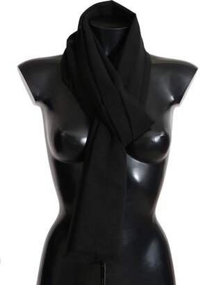 Solid Black Wool Blend Shawl Wrap 70cm X 200cm Women's Scarf