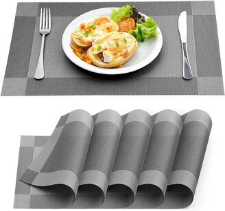 Vinyl Woven Washable Placemats for Dining - Table Set of 6