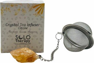 Citrine Crystal Tea Infuser, Stainless Steel Ball Mesh Strainer, Filter With Extended Chain Hook To Brew Fine Loose