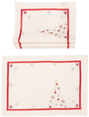 Festive Christmas Tree Embroidered Double Layer Christmas Placemats - Set of 4