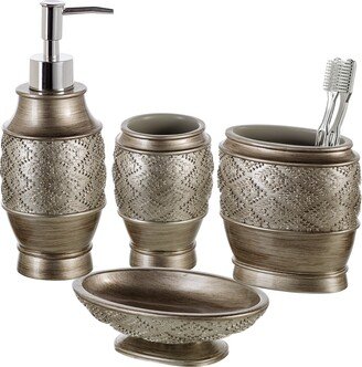 Dublin Brushed Silver Decorative Bathroom Accessories Set of 4