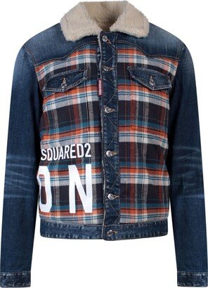 Logo Print Checked Denim Jacket