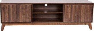 Walnut 70 TV Stand with Adjustable Middle Shelf - Dual Soft Close Storage Doors