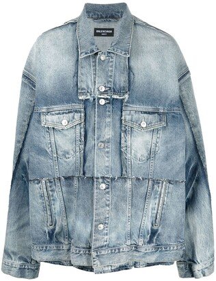 Patchwork-Panel Design Denim Jacket