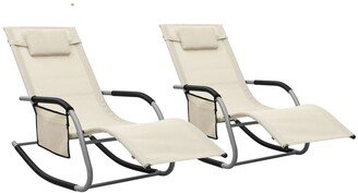 Sun Loungers 2 pcs Textilene Cream and Gray