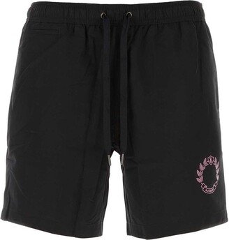 Oak Leaf Crest Drawstring Swim Shorts