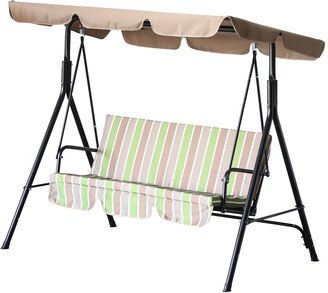 Steel Outdoor Porch Swing Lounge Chair 3 Person with Adjustable Weather-Resistant Canopy & Durable Build, Multi