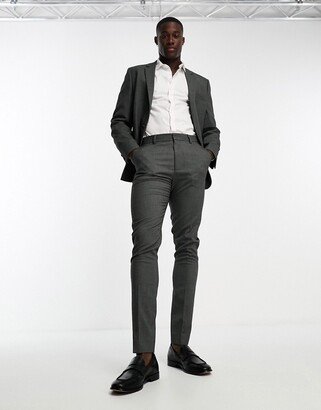 skinny suit pants in mid gray in micro texture