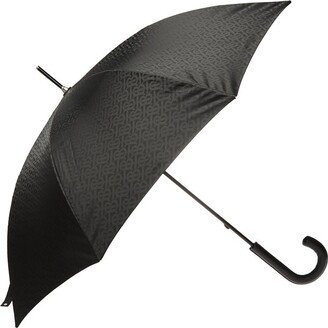 Monogram Print Curved-Handle Umbrella