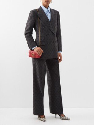 Double-breasted Gg-jacquard Wool Suit Jacket