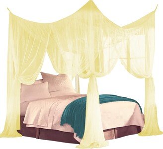 Just Relax Four Corner Post Elegant Mosquito Net Bed Canopy Set, Yellow, Full-Queen-King - Full-Queen-King