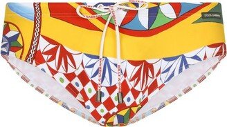 High Carretto Print Swim Briefs