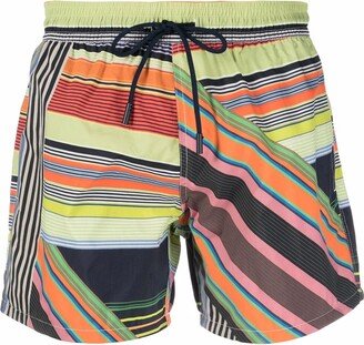 Stripe-Print Drawstring Swim Shorts