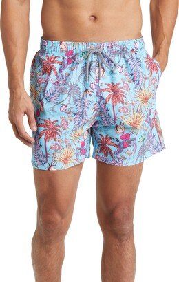 Palms II Mid Length Swim Trunks