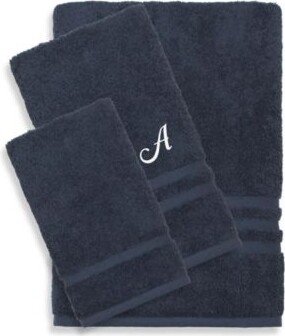 Linum Home Textiles Turkish Cotton Personalized Denzi Navy Towel Collection