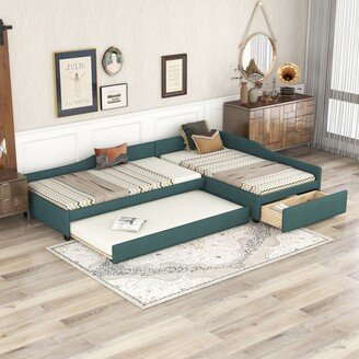 Twin Size Upholstered Daybed with Trundle and Drawer