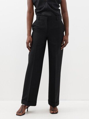Pressed-front Twill Straight-leg Suit Trousers