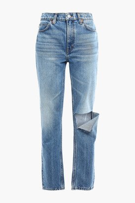 70s Distressed High-Rise Straight-Leg Jeans