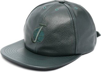 Embroidered-Logo Leather Cap