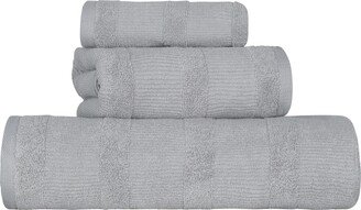 Roma Ribbed Turkish Cotton Quick-Dry Solid Assorted Highly Absorbent Towel 3 Piece Set