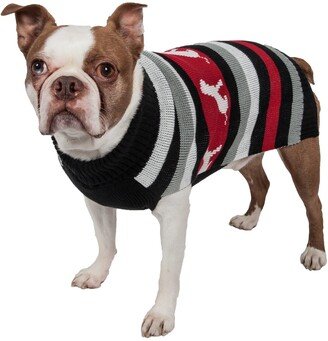 Dog Patterned Fashion Striped Ribbed Turtle Neck Dog Sweater