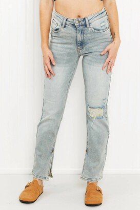 Judy Blue Journey Full Size High-Waisted Distressed Straight Jeans In Light Wash
