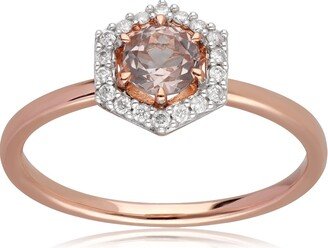 Gemondo Morganite & Diamond Halo 9Ct Rose Gold Ring