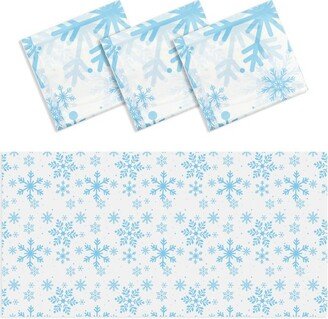 Juvale 3 Pack Plastic Snowflake Tablecloth for Christmas, Disposable White Table Cover for Holiday Party, 54 x 108 In