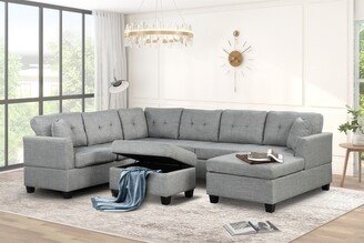 TONWIN Oversized Sectional Sofa with 2 Throw Pillows