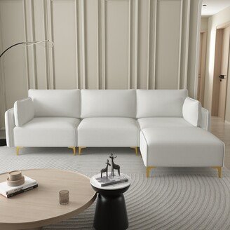 GEROJO L Shape Sectional Sofa Polyester Three Single Seat+Ottoman Removable Cushion Cover