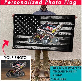 Sprint Car Racing Personalized Flag, Gift For Guys, Late Models, Midget Car, Dirt Go Kart, Track Racer, Flag | Americanflag02