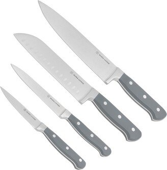 Dura Living Superior Series 4 Piece Stainless Steel Kitchen Knife Starter Set, Gray