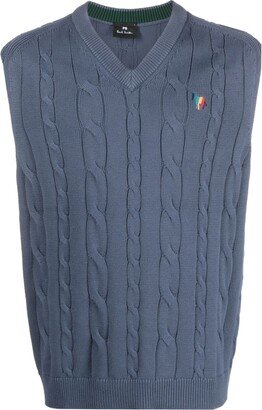 Logo-Embroidered Cable-Knit Vest